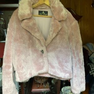 Pink faux fur jacket